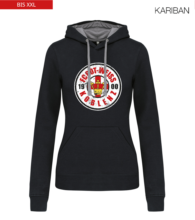 Kariban Damen Hoodie Black Fine Grey "Uwe Frontprint"